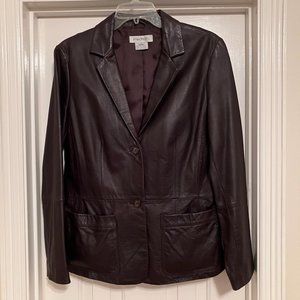 Beautiful Dark Chocolate Brown Nine West Leather Jacket